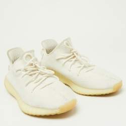 Yeezy x Adidas White Knit Fabric Boost 350 V2 Cream Sneakers Size 48