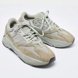 Yeezy x Adidas Green Knit Fabric and Suede Boost 700 Salt Sneakers Size 42 2/3