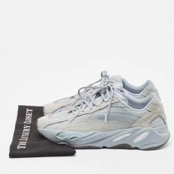 Pre Owned Yeezy x Adidas Blue Canvas and Suede Boost 700 V2 Hospital Blue Sneakers Size 45 1/3