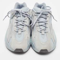 Pre Owned Yeezy x Adidas Blue Canvas and Suede Boost 700 V2 Hospital Blue Sneakers Size 45 1/3