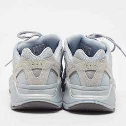 Pre Owned Yeezy x Adidas Blue Canvas and Suede Boost 700 V2 Hospital Blue Sneakers Size 45 1/3