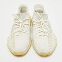 Pre Owned Yeezy x Adidas White Knit Fabric Boost 350 V2 White Sneakers Size 44