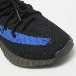 Pre Owned Yeezy x Adidas Navy Blue/Black Knit Fabric Boost 350 V2 Sneakers Size 46