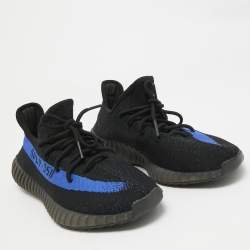 Pre Owned Yeezy x Adidas Navy Blue/Black Knit Fabric Boost 350 V2 Sneakers Size 46