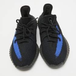 Pre Owned Yeezy x Adidas Navy Blue/Black Knit Fabric Boost 350 V2 Sneakers Size 46
