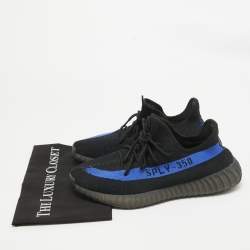 Pre Owned Yeezy x Adidas Navy Blue/Black Knit Fabric Boost 350 V2 Sneakers Size 46