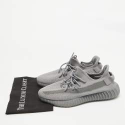 Yeezy x Adidas Grey Knit Fabric Boost 350 V2 Grey Sneakers Size 46