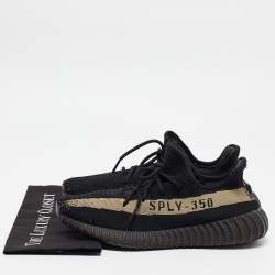 Pre Owned Yeezy x Adidas Black Knit Fabric Boost 350 V2 Core Black Sneakers Size 45 1/3