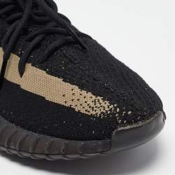 Pre Owned Yeezy x Adidas Black Knit Fabric Boost 350 V2 Core Black Sneakers Size 45 1/3