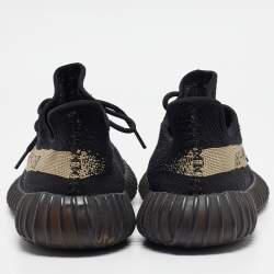 Pre Owned Yeezy x Adidas Black Knit Fabric Boost 350 V2 Core Black Sneakers Size 45 1/3