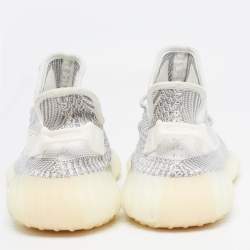 Pre Owned Yeezy x Adidas White/Grey Knit Fabric Boost 350 V2 Static (Non Reflective) Sneakers Size 46