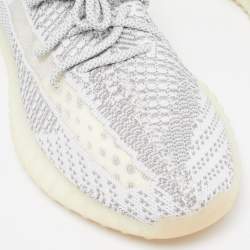 Pre Owned Yeezy x Adidas White/Grey Knit Fabric Boost 350 V2 Static (Non Reflective) Sneakers Size 46