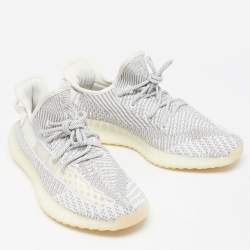 Pre Owned Yeezy x Adidas White/Grey Knit Fabric Boost 350 V2 Static (Non Reflective) Sneakers Size 46