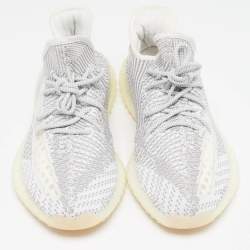 Pre Owned Yeezy x Adidas White/Grey Knit Fabric Boost 350 V2 Static (Non Reflective) Sneakers Size 46