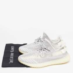 Pre Owned Yeezy x Adidas White/Grey Knit Fabric Boost 350 V2 Static (Non Reflective) Sneakers Size 46