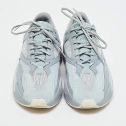 Pre Owned Yeezy x Adidas Grey/Blue Suede and Mesh Boost 700 Inertia Sneakers Size 46