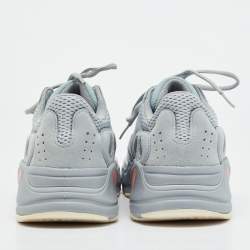 Pre Owned Yeezy x Adidas Grey/Blue Suede and Mesh Boost 700 Inertia Sneakers Size 46