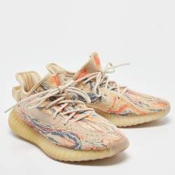Pre Owned Yeezy x Adidas Multicolor Knit Fabric Boost 350 V2 MX Oat Sneakers Size 42 2/3