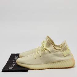 Yeezy x Adidas Light Yellow Knit Fabric Boost 350 V2 Butter Sneakers Size 46