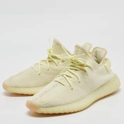 Yeezy x Adidas Light Yellow Knit Fabric Boost 350 V2 Butter Sneakers Size 46