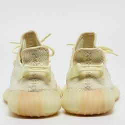 Yeezy x Adidas Light Yellow Knit Fabric Boost 350 V2 Butter Sneakers Size 46