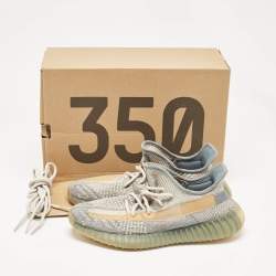 Pre Owned Yeezy x Adidas Grey/Beige Knit Fabric Boost 350 V2 Israfil Sneakers Size 42 2/3