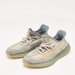 Pre Owned Yeezy x Adidas Grey/Beige Knit Fabric Boost 350 V2 Israfil Sneakers Size 42 2/3