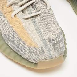 Pre Owned Yeezy x Adidas Grey/Beige Knit Fabric Boost 350 V2 Israfil Sneakers Size 42 2/3