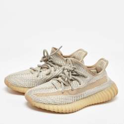 Pre Owned Yeezy x Adidas Grey Knit Fabric Boost 350 V2 Lundmark (Non Reflective) Sneakers Size 36