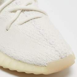 Pre Owned Yeezy x Adidas White Knit Fabric Boost 350 V2 Cream Sneakers Size 41 1/3