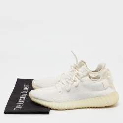Pre Owned Yeezy x Adidas White Knit Fabric Boost 350 V2 Cream Sneakers Size 41 1/3