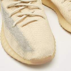 Yeezy x Adidas Beige/Blue Knit Fabric Boost 350 V2 Linen Sneakers Size 44 2/3
