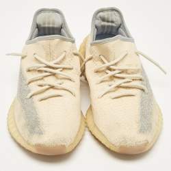 Yeezy x Adidas Beige/Blue Knit Fabric Boost 350 V2 Linen Sneakers Size 44 2/3