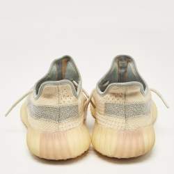 Yeezy x Adidas Beige/Blue Knit Fabric Boost 350 V2 Linen Sneakers Size 44 2/3