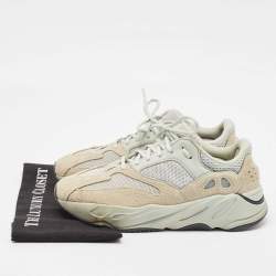 Pre Owned Yeezy x Adidas Light Green Suede and Mesh Boost 700 Salt Sneakers 43 1/3