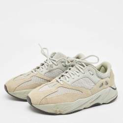 Pre Owned Yeezy x Adidas Light Green Suede and Mesh Boost 700 Salt Sneakers 43 1/3