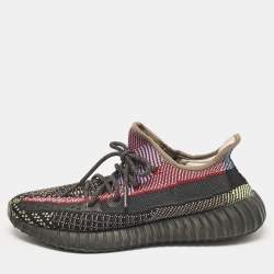 Pre Owned Yeezy x Adidas Black Knit Fabric Boost 350 V2 Yecheil Reflective Sneakers 43 1/3