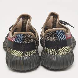 Pre Owned Yeezy x Adidas Black Knit Fabric Boost 350 V2 Yecheil Reflective Sneakers 43 1/3