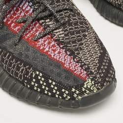 Pre Owned Yeezy x Adidas Black Knit Fabric Boost 350 V2 Yecheil Reflective Sneakers 43 1/3