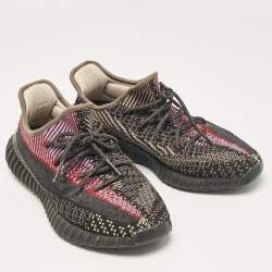 Pre Owned Yeezy x Adidas Black Knit Fabric Boost 350 V2 Yecheil Reflective Sneakers 43 1/3