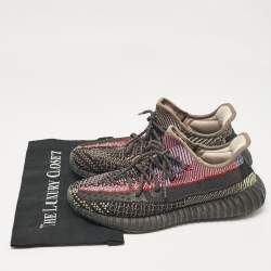 Pre Owned Yeezy x Adidas Black Knit Fabric Boost 350 V2 Yecheil Reflective Sneakers 43 1/3