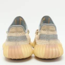 Yeezy x Adidas Beige/Blue Knit Fabric Boost 350 V2 'Linen' Low Top Sneakers 40 2/3