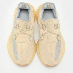 Yeezy x Adidas Beige/Blue Knit Fabric Boost 350 V2 'Linen' Low Top Sneakers 40 2/3