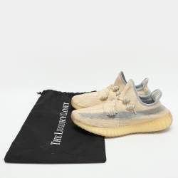 Yeezy x Adidas Beige/Blue Knit Fabric Boost 350 V2 'Linen' Low Top Sneakers 40 2/3
