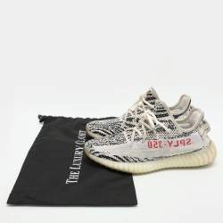 Yeezy x Adidas White/Black Knit Fabric Boost 350 V2 'Zebra' Low Top Sneakers Size 40 2/3