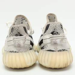 Yeezy x Adidas White/Black Knit Fabric Boost 350 V2 'Zebra' Low Top Sneakers Size 40 2/3
