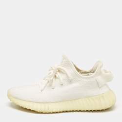 Yeezy x Adidas White Knit Fabric Boost 350 V2 Cream Sneakers Size 37 1/3