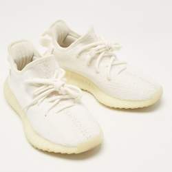 Yeezy x Adidas White Knit Fabric Boost 350 V2 Cream Sneakers Size 37 1/3