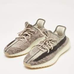 Pre Owned Yeezy x Adidas Brown Knit Fabric Boost 350 V2 Low Top Sneakers Size 42 2/3