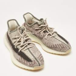 Pre Owned Yeezy x Adidas Brown Knit Fabric Boost 350 V2 Low Top Sneakers Size 42 2/3